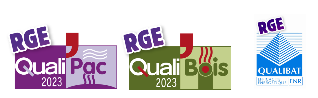 Logos RGE Qualipac, RGE Qualibois et RGE Qualibat